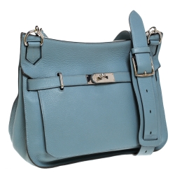 Pre Owned Hermes Ciel Ardennes Leather Jypsiere 34 Bag