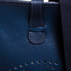 Pre Owned Hermes Blue Nuit Clemence Leather Evelyne III GM Bag