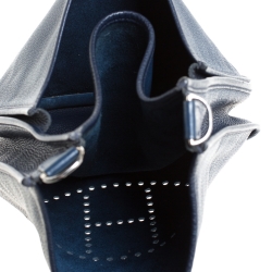 Pre Owned Hermes Blue Nuit Clemence Leather Evelyne III GM Bag