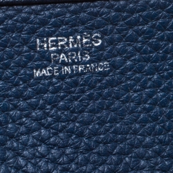 Pre Owned Hermes Blue Nuit Clemence Leather Evelyne III GM Bag