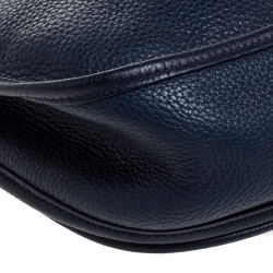 Pre Owned Hermes Blue Nuit Clemence Leather Evelyne III GM Bag