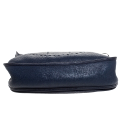 Pre Owned Hermes Blue Nuit Clemence Leather Evelyne III GM Bag