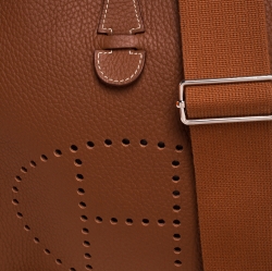 Pre Owned Hermes Gold Clemence Leather Evelyne III PM Bag