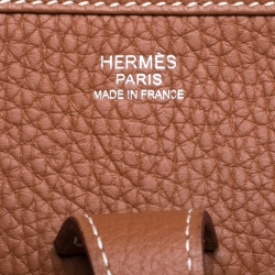 Pre Owned Hermes Gold Clemence Leather Evelyne III PM Bag