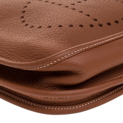 Pre Owned Hermes Gold Clemence Leather Evelyne III PM Bag