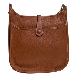 Pre Owned Hermes Gold Clemence Leather Evelyne III PM Bag