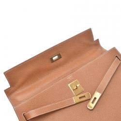 Pre Owned Hermes Brown Leather Gold Hardware Kelly 35 Bag