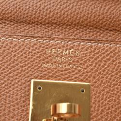 Pre Owned Hermes Brown Leather Gold Hardware Kelly 35 Bag
