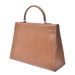 Pre Owned Hermes Brown Leather Gold Hardware Kelly 35 Bag