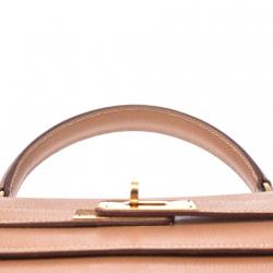 Pre Owned Hermes Brown Leather Gold Hardware Kelly 35 Bag