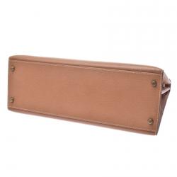 Pre Owned Hermes Brown Leather Gold Hardware Kelly 35 Bag