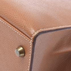 Pre Owned Hermes Brown Leather Gold Hardware Kelly 35 Bag
