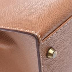 Pre Owned Hermes Brown Leather Gold Hardware Kelly 35 Bag