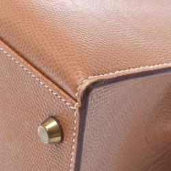 Pre Owned Hermes Brown Leather Gold Hardware Kelly 35 Bag