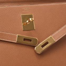 Pre Owned Hermes Brown Leather Gold Hardware Kelly 35 Bag