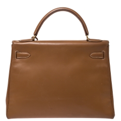 Pre Owned Hermes Natural Tadeklat Leather Gold Hardware Kelly Retourne 32 Bag
