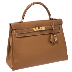 Pre Owned Hermes Natural Tadeklat Leather Gold Hardware Kelly Retourne 32 Bag