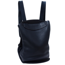 Pre Owned Hermes Blue Indigo Togo Leather Sherpa Backpack