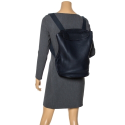 Pre Owned Hermes Blue Indigo Togo Leather Sherpa Backpack
