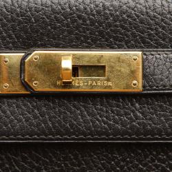 Pre Owned Hermes Black Clemence Leather Gold Hardware Kelly Sellier 35 Bag