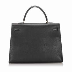 Pre Owned Hermes Black Clemence Leather Gold Hardware Kelly Sellier 35 Bag
