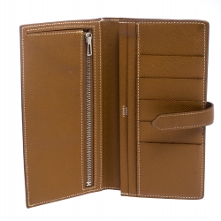 Pre Owned Hermes Cognac Epsom Leather Bearn Gusset Wallet