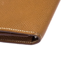 Pre Owned Hermes Cognac Epsom Leather Bearn Gusset Wallet