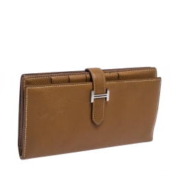 Pre Owned Hermes Cognac Epsom Leather Bearn Gusset Wallet