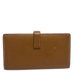 Pre Owned Hermes Cognac Epsom Leather Bearn Gusset Wallet