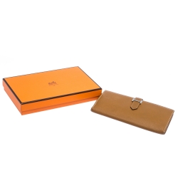 Pre Owned Hermes Cognac Epsom Leather Bearn Gusset Wallet