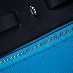 Pre Owned Hermes Blue Indigo/Blue Zanzibar Canvas and Leather Herbag Zip 39 Bag