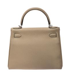 Pre Owned Hermes Trench Togo Leather Palladium Hardware Kelly Retourne 28 Bag
