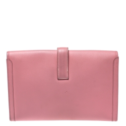 Pre Owned Hermes Rose Confetti Epsom Leather Jige PM Clutch