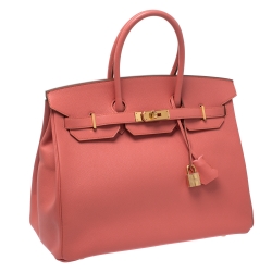 Hermes Flamingo Epsom Leather Gold Hardware Birkin 35 Bag