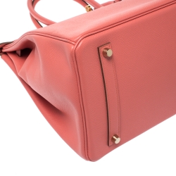 Hermes Flamingo Epsom Leather Gold Hardware Birkin 35 Bag