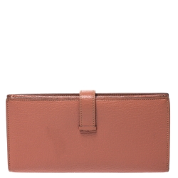 Pre Owned Hermes Rosy Chevre Mysore Leather Bearn Gusset Wallet