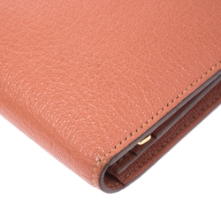 Pre Owned Hermes Rosy Chevre Mysore Leather Bearn Gusset Wallet