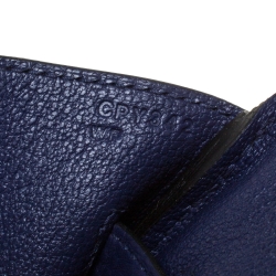Hermes Blue Saphir Clemence Leather Palladium Hardware Birkin 35 Bag