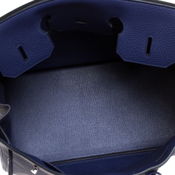 Hermes Blue Saphir Clemence Leather Palladium Hardware Birkin 35 Bag