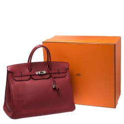 Hermes Rouge Vif Vache Liegee Leather Palladium Hardware Birkin 40 Bag