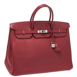 Hermes Rouge Vif Vache Liegee Leather Palladium Hardware Birkin 40 Bag