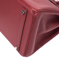 Hermes Rouge Vif Vache Liegee Leather Palladium Hardware Birkin 40 Bag