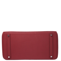 Hermes Rouge Vif Vache Liegee Leather Palladium Hardware Birkin 40 Bag