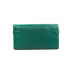 Hermes Green Epsom Leather Kelly Classic Wallet