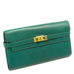 Hermes Green Epsom Leather Kelly Classic Wallet