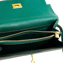 Hermes Green Epsom Leather Kelly Classic Wallet