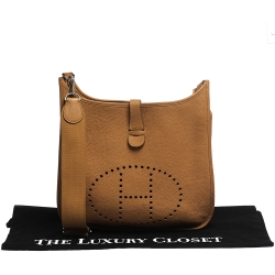 Pre Owned Hermes Feu Orange Togo Leather Evelyne III GM Bag