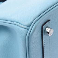 Hermes Blue Atour Leather Palladium Hardware Birkin 30 Bag