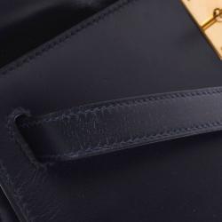 Pre Owned Hermes Black Calf Leather Gold Hardware Kelly Retourne 28 Bag