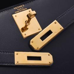 Pre Owned Hermes Black Calf Leather Gold Hardware Kelly Retourne 28 Bag